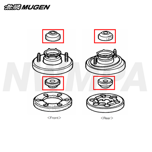 MUGEN RUBBER SET, DAMPER MOUNT (SI VTEC/SIR) - 8 PIECE SET - 94-01 INTEGRA GSR